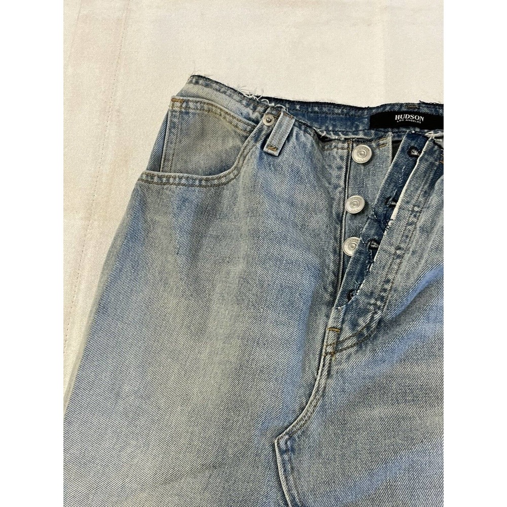 Hudson Jeans Womens Size 25 Sloane Distressed Denim Blue Jean Raw Hem Skirt NWT - Picture 5 of 7